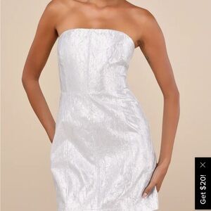 Lulu's Shimmering Silver Strapless Dress